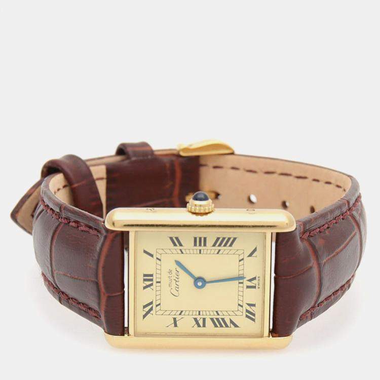 Pre Owned Cartier Tank Must W1002753 Quartz Stainless Steel Womens Wristwatch 23.5 mm