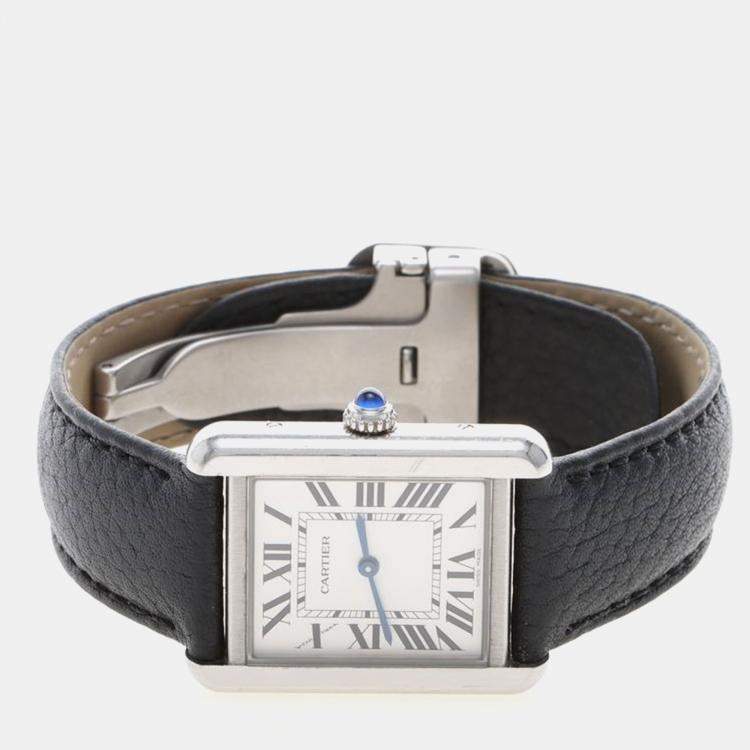 Pre Owned Cartier Tank Solo WSTA0030 Quartz Stainless Steel Womens Wristwatch 24.5 mm