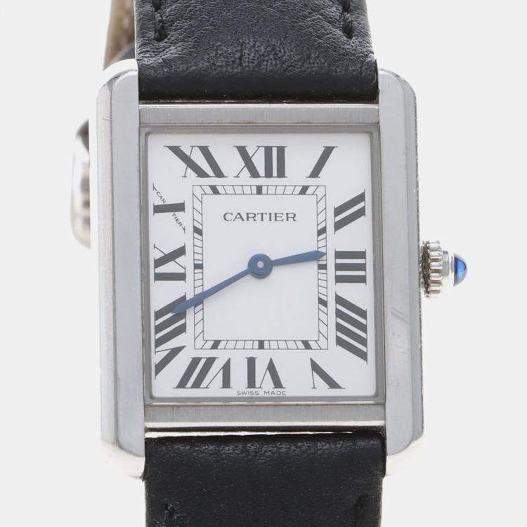 Pre Owned Cartier Tank Solo WSTA0030 Quartz Stainless Steel Womens Wristwatch 24.5 mm