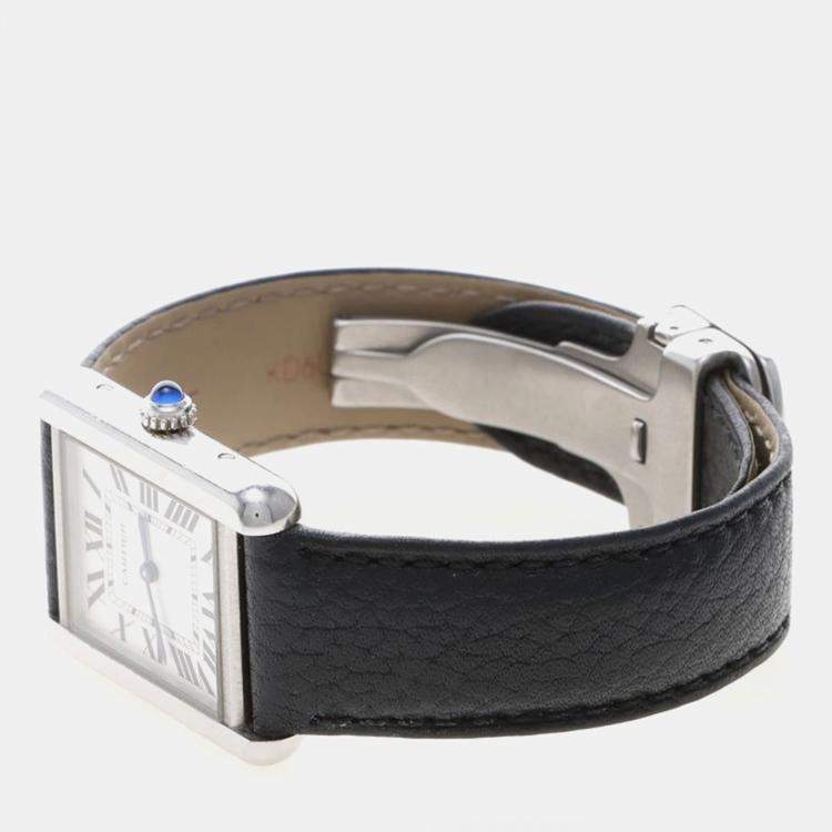 Pre Owned Cartier Tank Solo WSTA0030 Quartz Stainless Steel Womens Wristwatch 24.5 mm