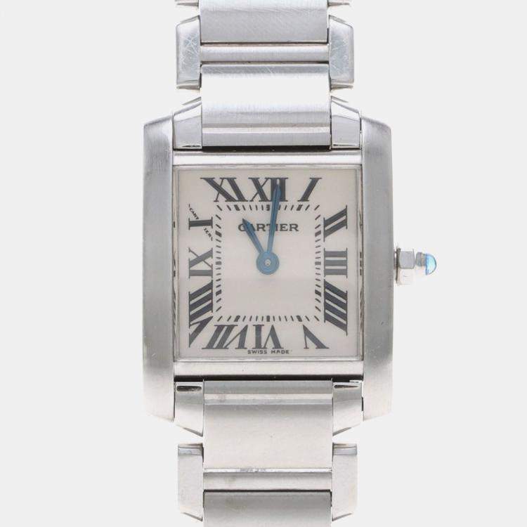 مملوكة مسبقًا Cartier Tank Francaise W51008Q3 Quartz Stainless Steel Womens Wristwatch 20.5 mm