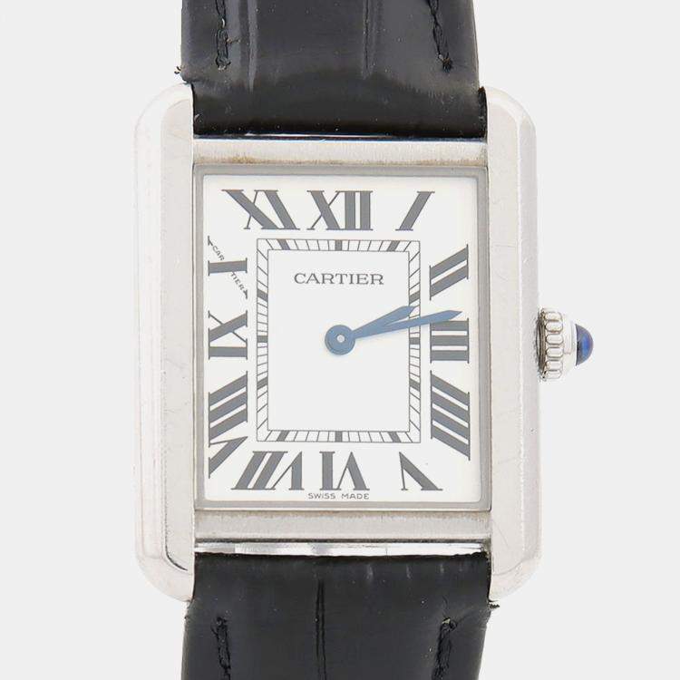 Pre Owned Cartier Tank Solo W5200005 Quartz Stainless Steel Womens Wristwatch 24.5 mm