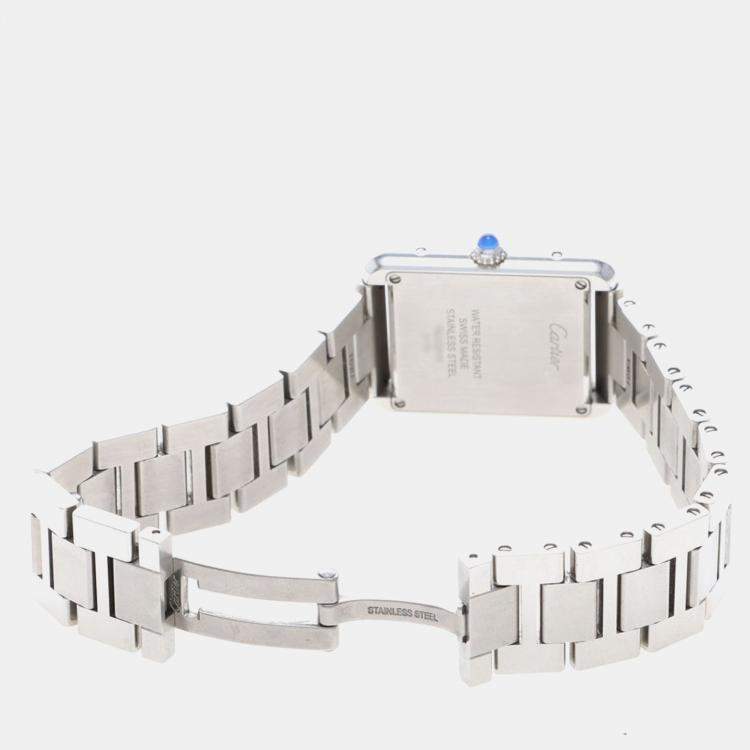 Pre Owned Cartier Tank Solo W5200013 Quartz Stainless Steel Womens Wristwatch 24 mm