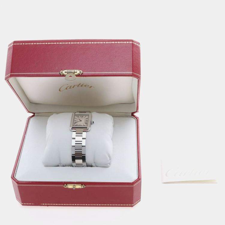 Pre Owned Cartier Tank Solo W5200013 Quartz Stainless Steel Womens Wristwatch 24 mm