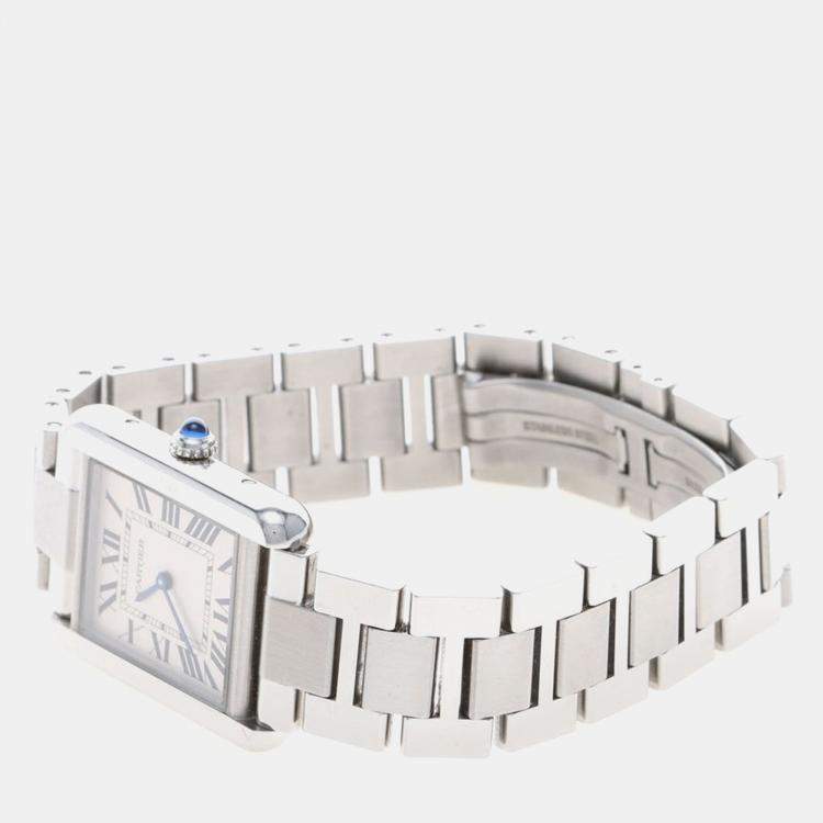 Pre Owned Cartier Tank Solo W5200013 Quartz Stainless Steel Womens Wristwatch 24 mm