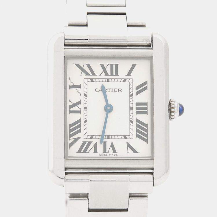 Pre Owned Cartier Tank Solo W5200013 Quartz Stainless Steel Womens Wristwatch 24.5 mm