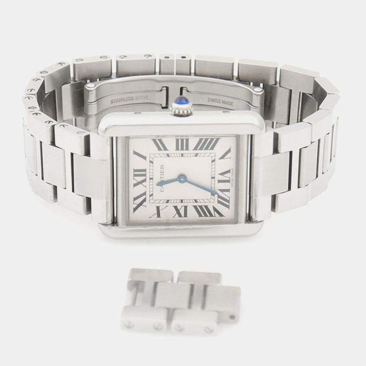 Pre Owned Cartier Tank Solo W5200013 Quartz Stainless Steel Womens Wristwatch 24.5 mm