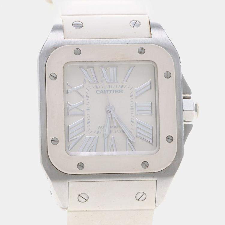 Pre Owned Cartier Santos 100 W20122U2 Automatic Stainless Steel Men's Wristwatch 33 mm