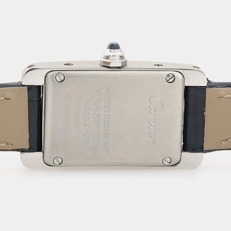 Pre Owned Cartier Tank Americaine WSTA0032 Quartz Stainless Steel Womens Wristwatch 15.5 mm