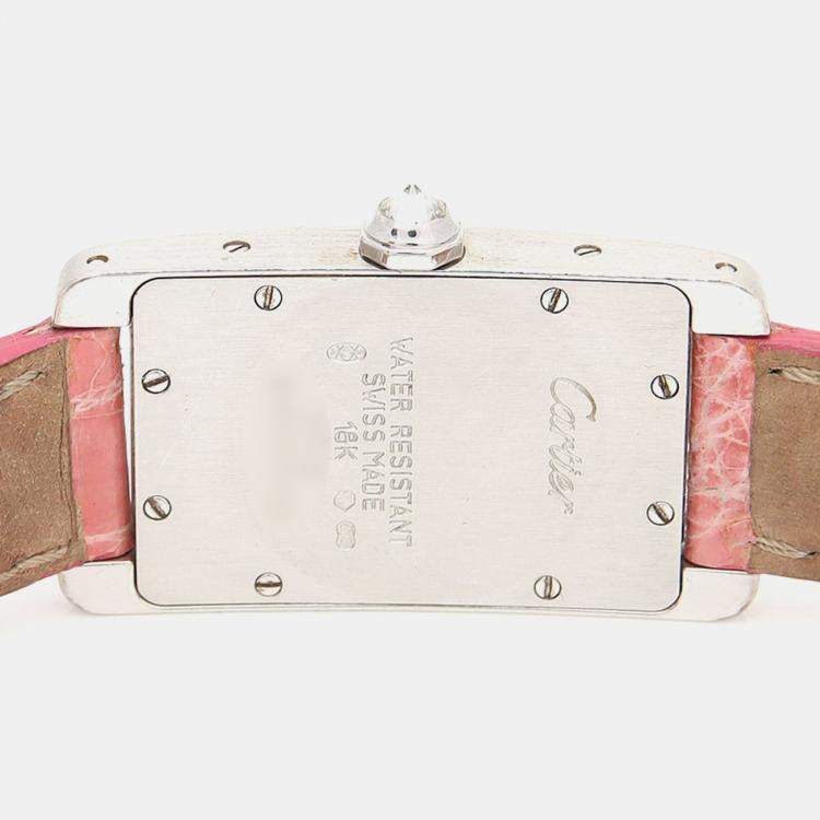 Pre Owned Cartier Tank Americaine W2601956 Quartz White Gold Women's Wristwatch 19 mm