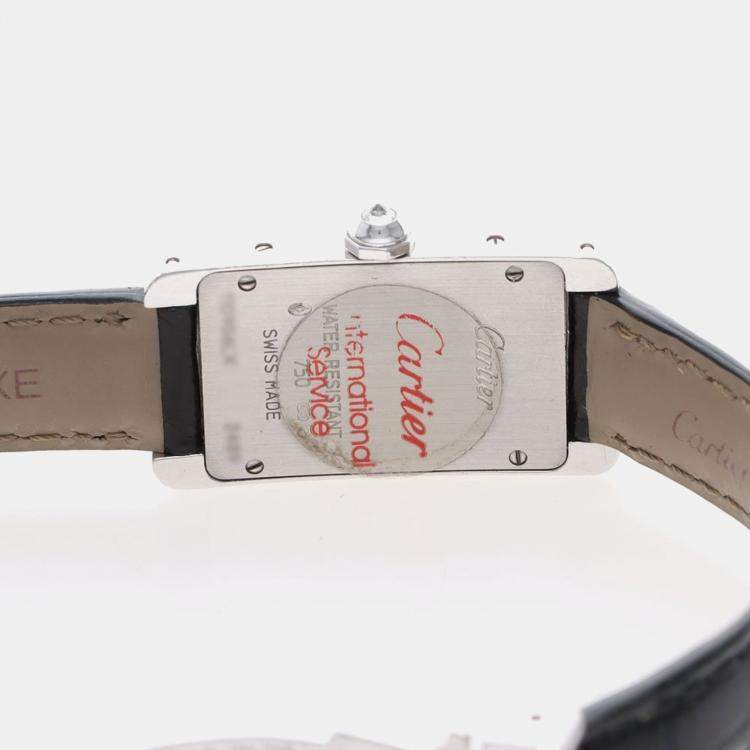 مملوكة مسبقًا Cartier Tank Americaine WB707331 Quartz White Gold Women's Wristwatch 19 mm