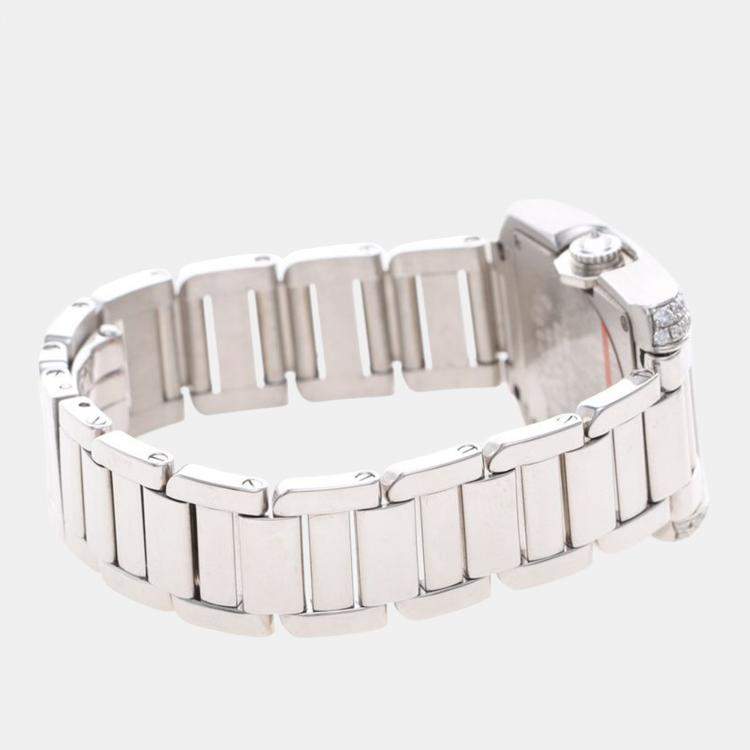 Pre Owned Cartier Tank Anglaise Diamond Quartz White Gold Women's Wristwatch 23 mm