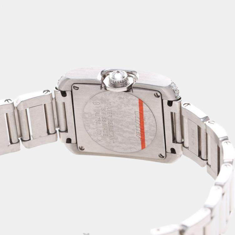 Pre Owned Cartier Tank Anglaise Diamond Quartz White Gold Women's Wristwatch 23 mm
