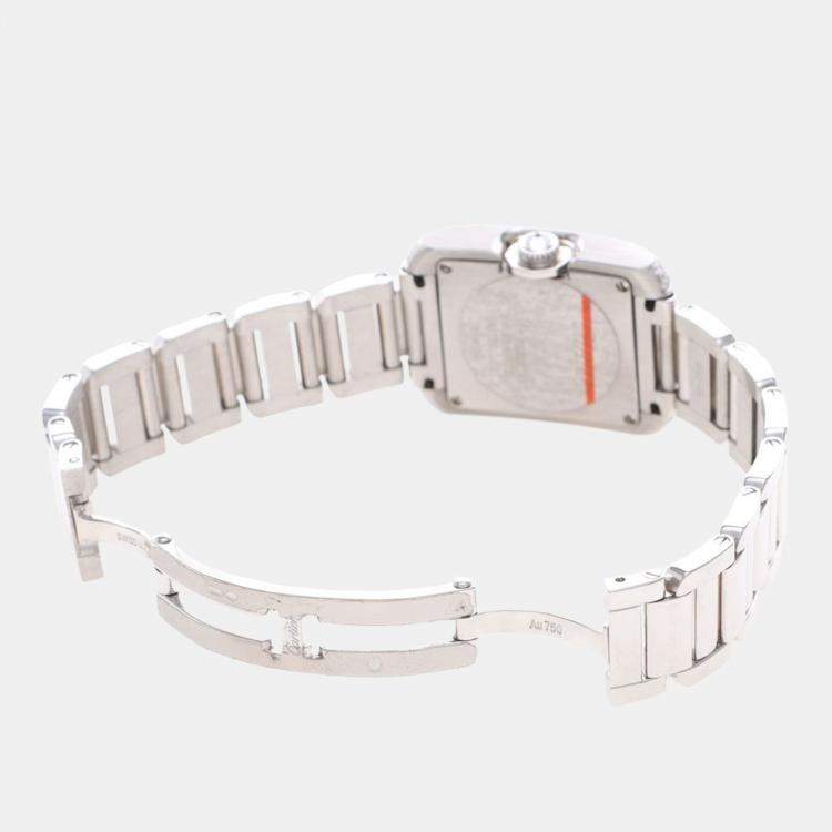 Pre Owned Cartier Tank Anglaise Diamond Quartz White Gold Women's Wristwatch 23 mm