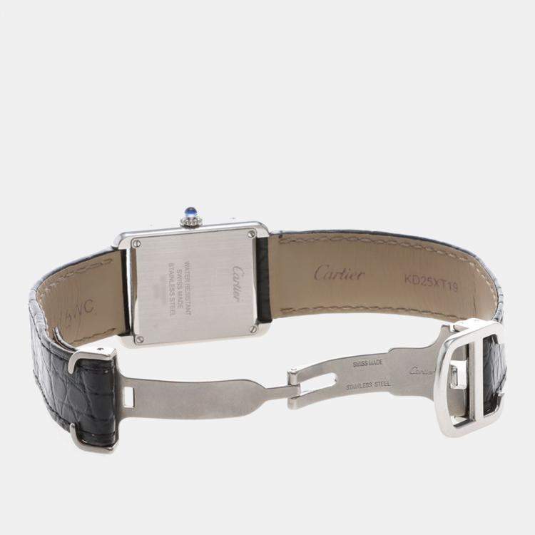 Pre Owned Cartier Tank Solo W5200005 Quartz White Stainless Steel Women's Wristwatch 24.5mm