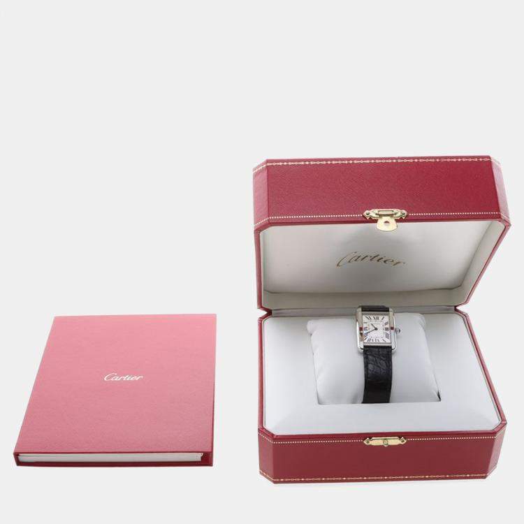 Pre Owned Cartier Tank Solo W5200005 Quartz White Stainless Steel Women's Wristwatch 24.5mm