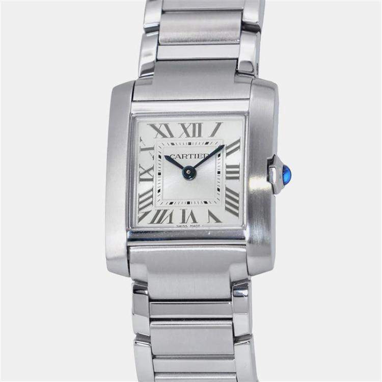 Pre Owned Cartier Tank Francaise WSTA0065 Quartz Silver Stainless Steel Women's Wristwatch 21 mm