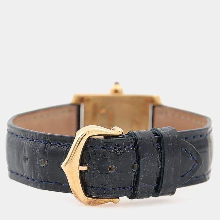 Pre Owned Cartier Tank Francaise W5000256 Quartz White 18K Yellow Gold Women's Wristwatch 25mm