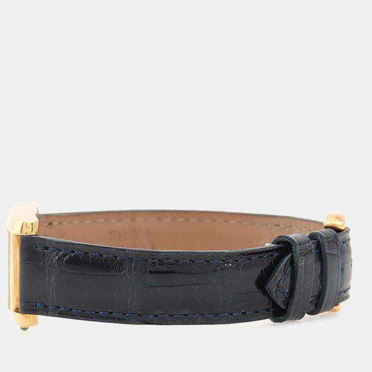 Pre Owned Cartier Tank Francaise W5000256 Quartz White 18K Yellow Gold Women's Wristwatch 25mm