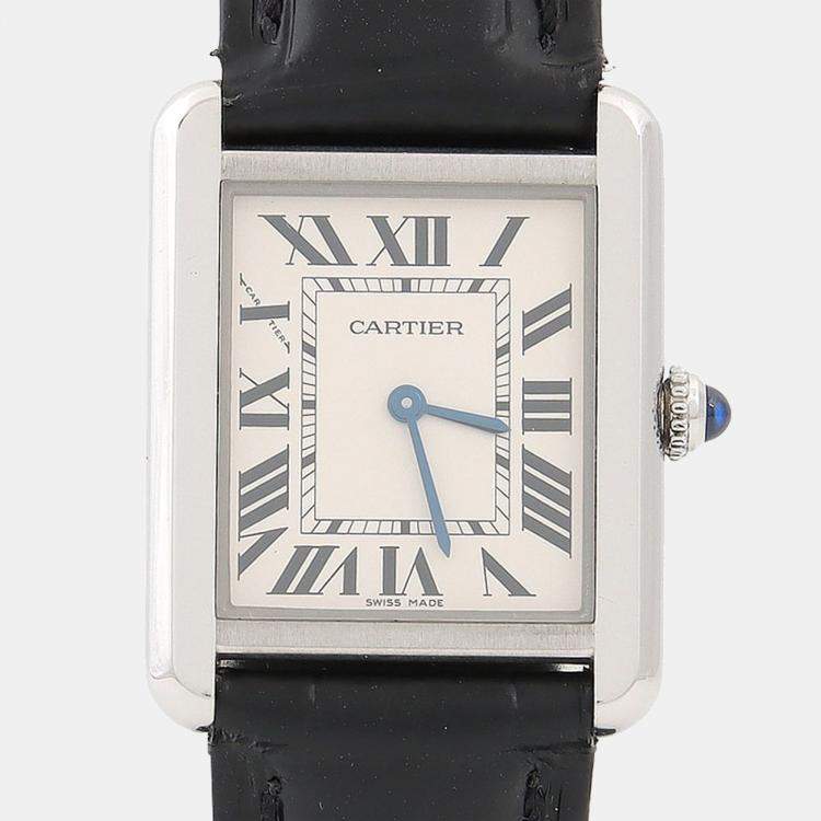 Pre Owned Cartier Tank Solo W5200013 Quartz White Stainless Steel Women's Wristwatch 31mm