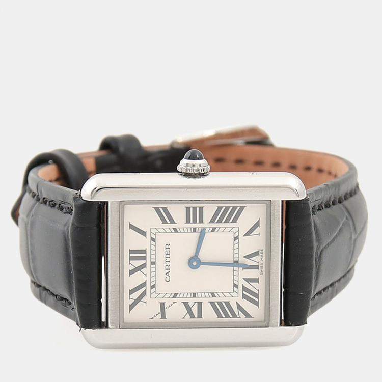 Pre Owned Cartier Tank Solo W5200013 Quartz White Stainless Steel Women's Wristwatch 31mm
