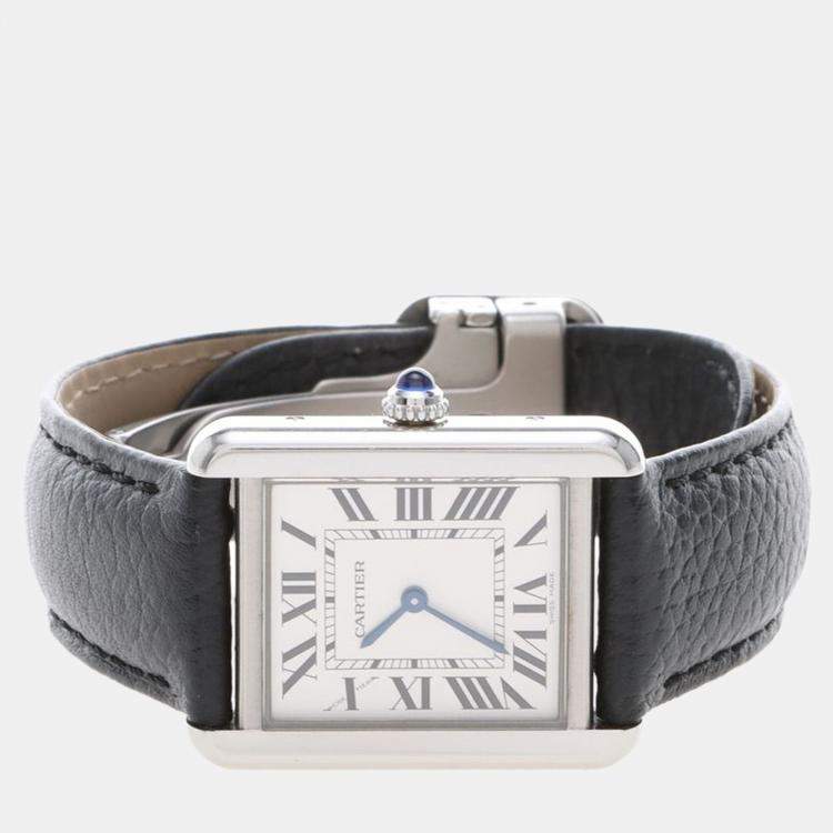 مملوكة مسبقًا Cartier Tank Solo WSTA0030 Quartz White Stainless Steel Women's Wristwatch 31mm