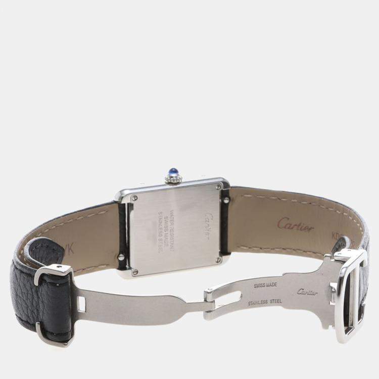 مملوكة مسبقًا Cartier Tank Solo WSTA0030 Quartz White Stainless Steel Women's Wristwatch 31mm