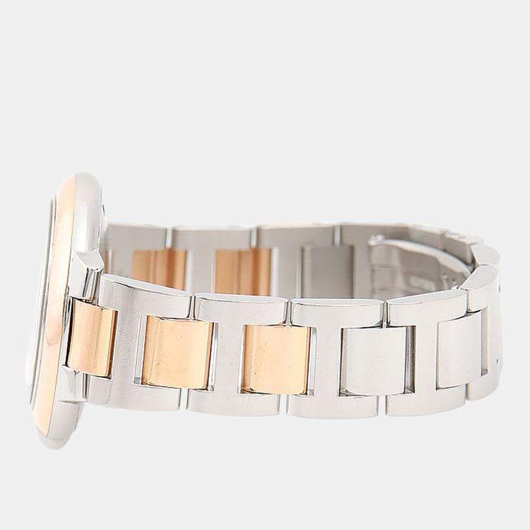 Pre Owned Cartier Ballon Bleu W3BB0006 Automatic White Diamonds 18K Rose Gold Stainless Steel Women's Wristwatch 33mm