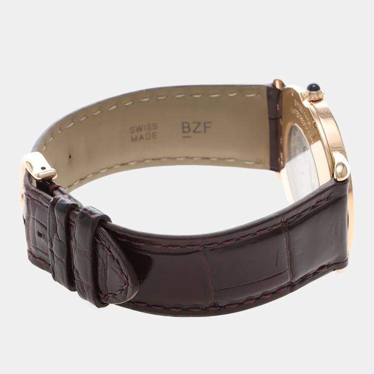 Pre Owned Cartier Ronde Louis W6800251 Manual Winding White 18K Rose Gold Men's Wristwatch 36mm