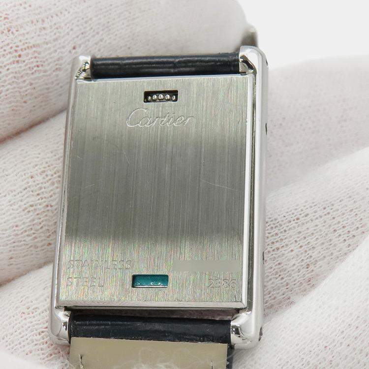 Pre Owned Cartier Tank W1016830 Quartz Grey Stainless Steel Women's Wristwatch 22 mm