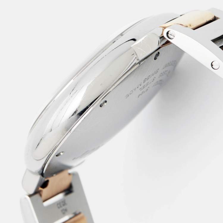 Pre Owned Cartier Ballon Bleu GMT W6920011 Silver Dial 18K Rose Gold Stainless Steel Unisex Wristwatch 38.50 mm