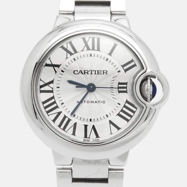 Pre Owned ساعة يد للجنسين كارتييه بالون بلو CRWSBB0044 ستانلس ستيل فضية 33 مم