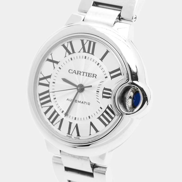 Pre Owned ساعة يد للجنسين كارتييه بالون بلو CRWSBB0044 ستانلس ستيل فضية 33 مم
