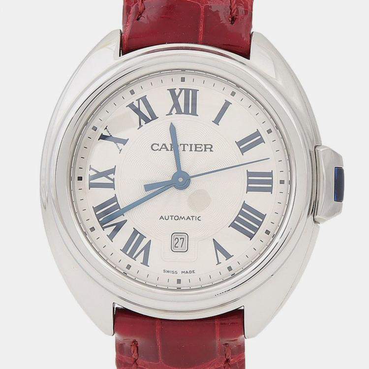 Pre Owned Cartier Cle de Cartier WSCL0016 Automatic Silver Dial Stainless Steel Women's Wristwatch 35mm