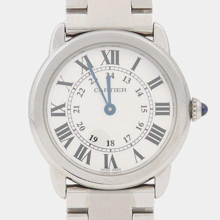 Pre Owned Cartier Ronde Solo W6701004 Quartz Silver Dial Stainless Steel Women's Wristwatch 29.5mm