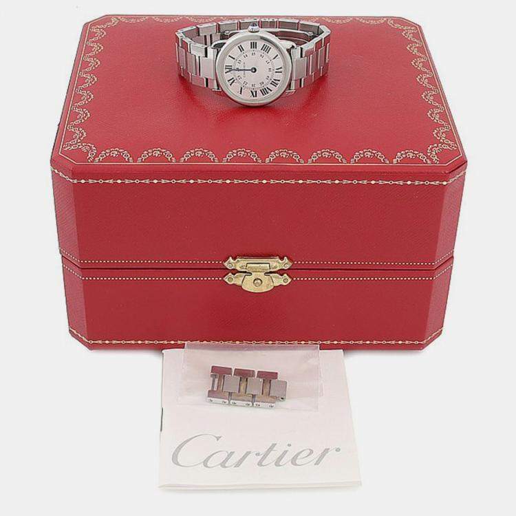 Pre Owned Cartier Ronde Solo W6701004 Quartz Silver Dial Stainless Steel Women's Wristwatch 29.5mm