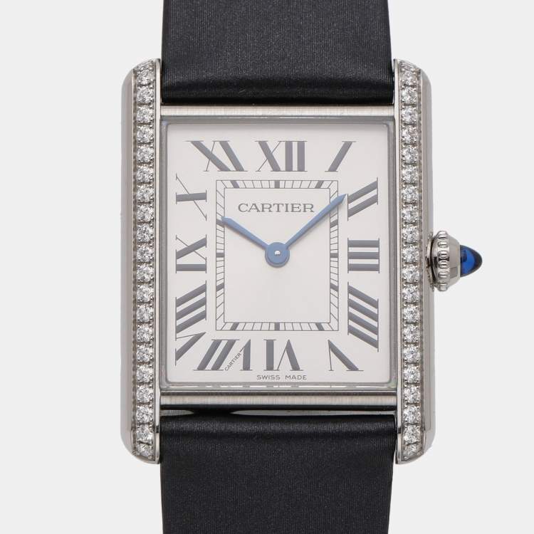 Pre Owned Cartier Tank Must Stainless Steel Diamond Women's Wristwatch 25.5 mm