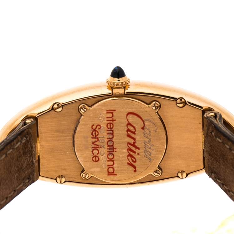 Pre Owned Cartier Silver 18K Rose Gold Baignoire Allongee 2515 Women's Wristwatch 21 mm