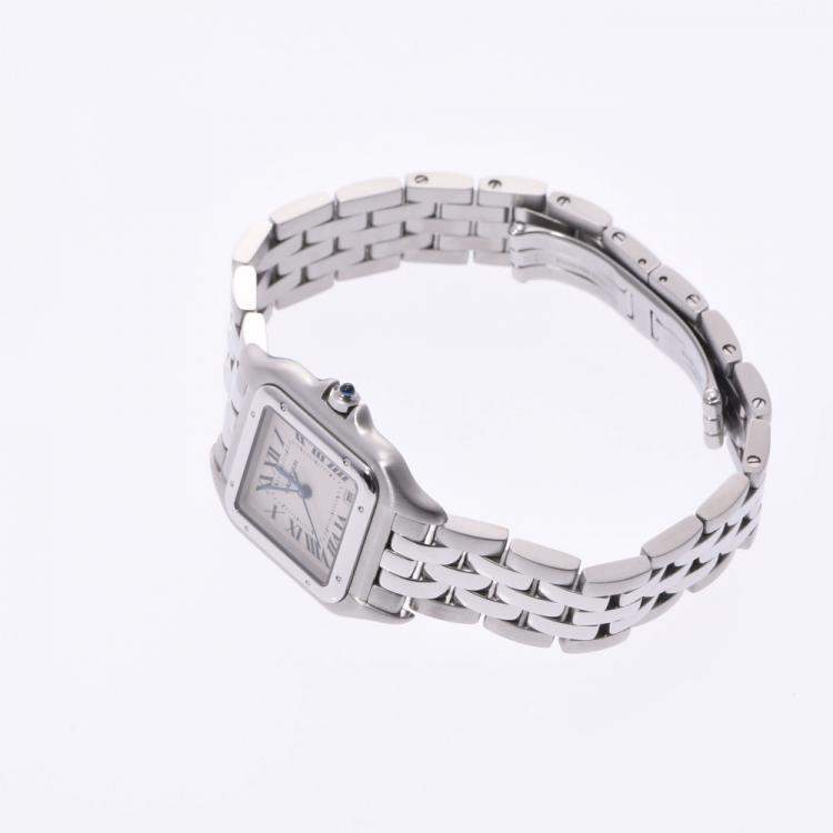 Pre Owned Cartier White Stainless Steel Panthère de Cartier Women's Wristwatch 22 MM