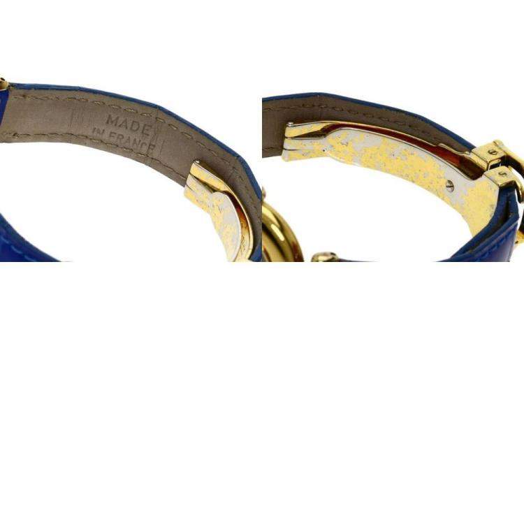 Pre Owned Cartier Black Gold Plated Stainless Steel Vermeil Quartz Women's Wristwatch 23.5 MM