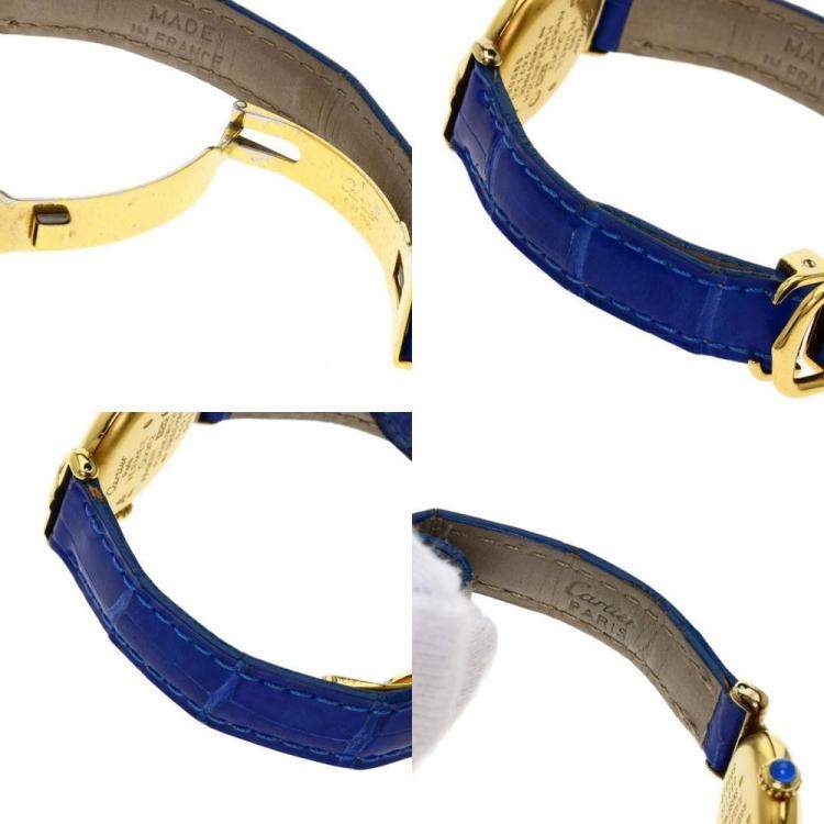 Pre Owned Cartier Black Gold Plated Stainless Steel Vermeil Quartz Women's Wristwatch 23.5 MM