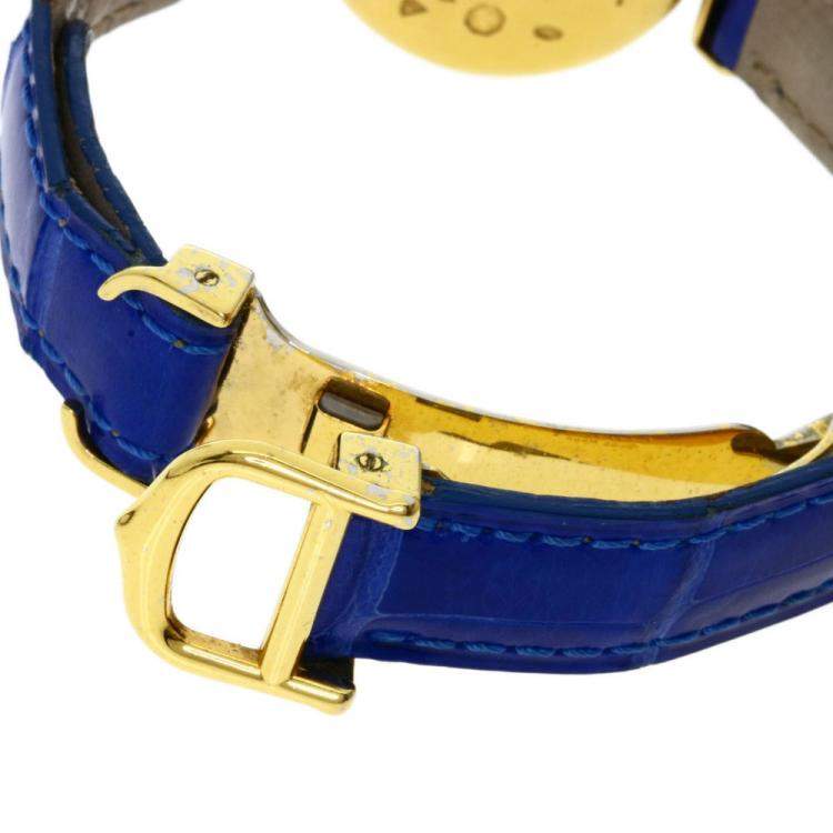Pre Owned Cartier Black Gold Plated Stainless Steel Vermeil Quartz Women's Wristwatch 23.5 MM