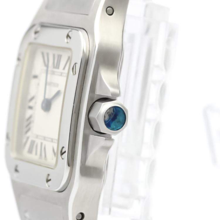 Pre Owned Cartier Silver Stainless Steel Santos Galbee Quartz W20056D6 Women's Wristwatch 24 MM