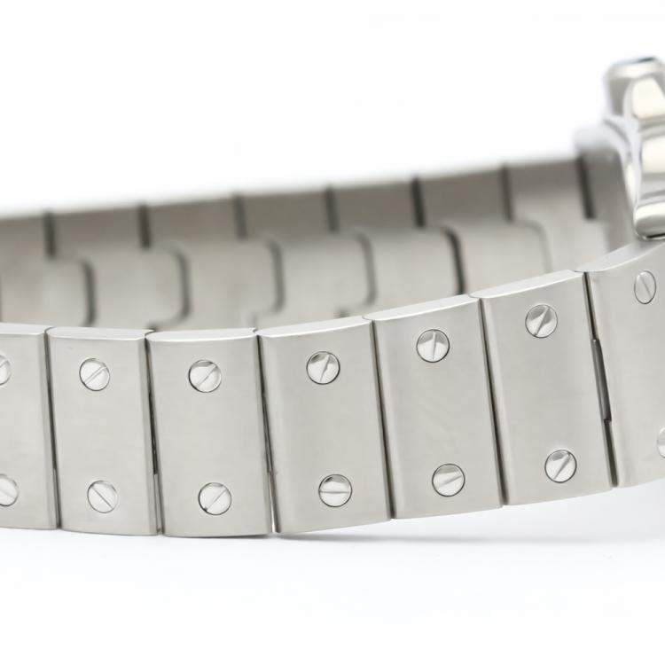Pre Owned Cartier Silver Stainless Steel Santos Galbee Quartz W20056D6 Women's Wristwatch 24 MM