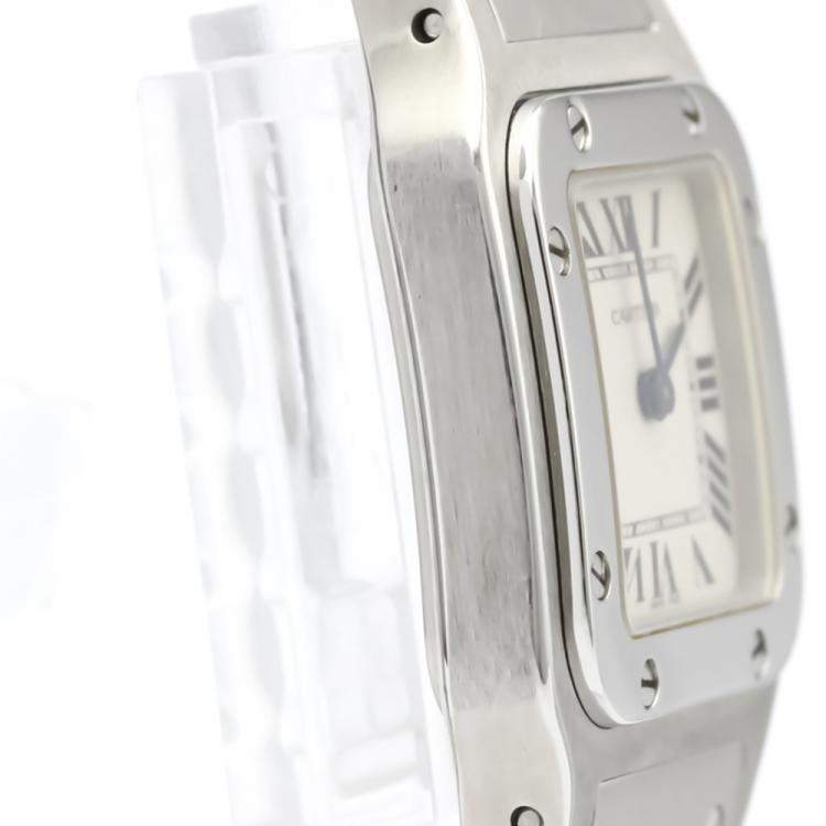 Pre Owned Cartier Silver Stainless Steel Santos Galbee Quartz W20056D6 Women's Wristwatch 24 MM