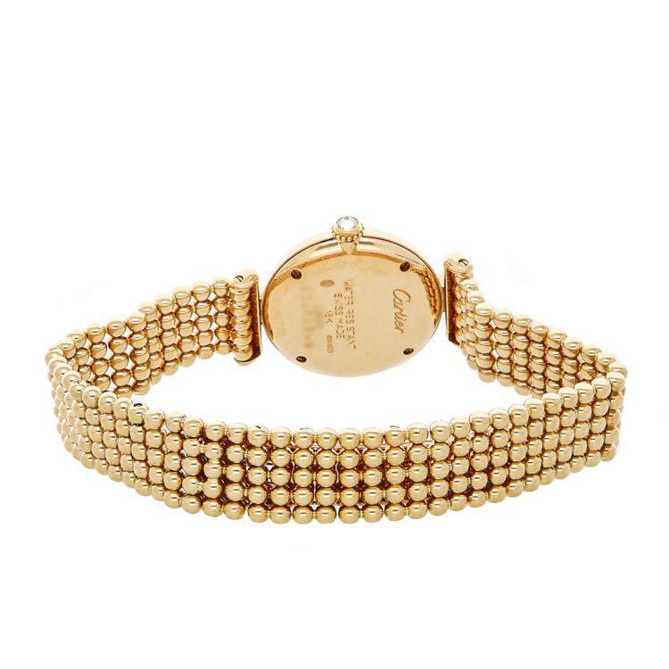 Pre Owned Cartier White Diamonds 18K Yellow Gold Colisee WB1017A8 Women's Wristwatch 24 MM