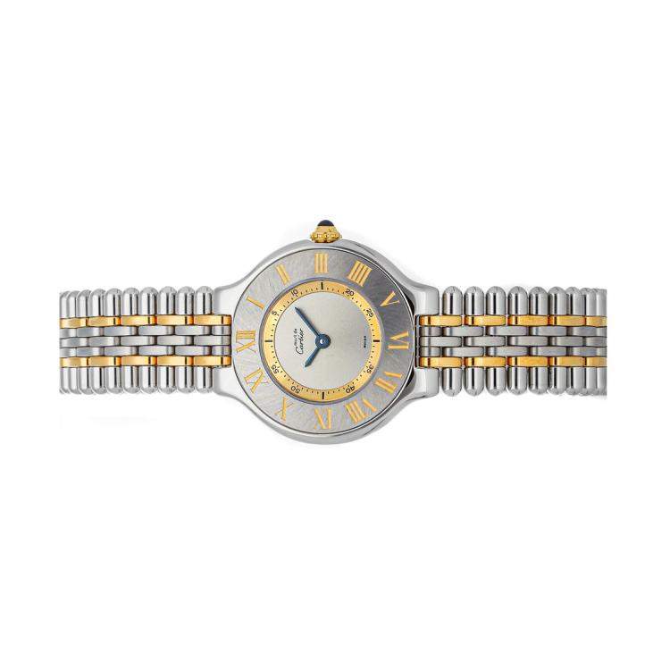 Pre Owned Cartier Silver Gold Tone Stainless Steel Must 21 W10073F4 Women's Wristwatch 27 MM
