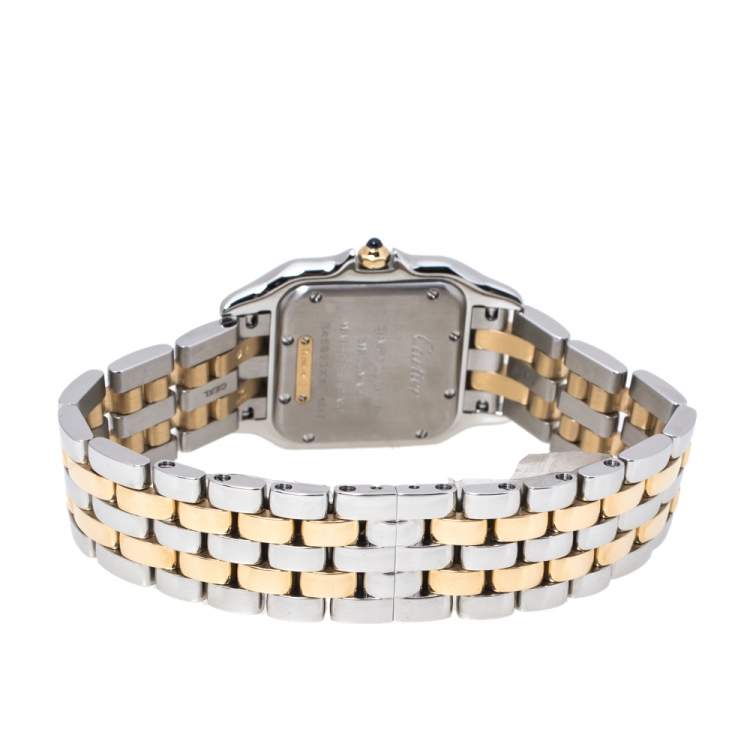 Pre Owned Cartier Silver 18K Yellow Gold Stainless Steel Panthere De Cartier W2PN0007 Women's Wristwatch 27 mm