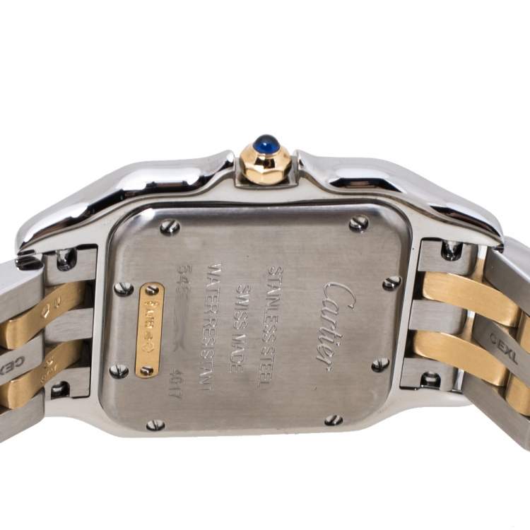 Pre Owned Cartier Silver 18K Yellow Gold Stainless Steel Panthere De Cartier W2PN0007 Women's Wristwatch 27 mm