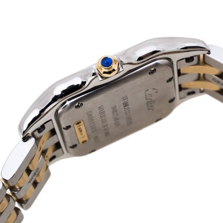 Pre Owned Cartier Silver 18K Yellow Gold Stainless Steel Panthere De Cartier W2PN0007 Women's Wristwatch 27 mm